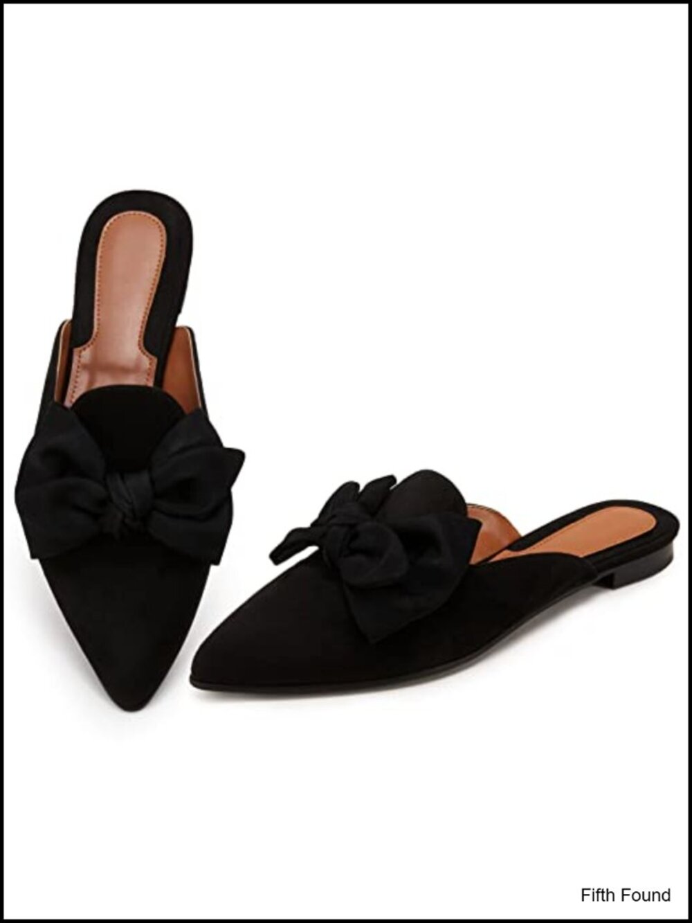 Rilista Womens Mules Slip On Pointed Toe Faux Suede Loafers Flats